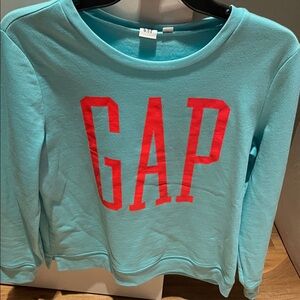 GAP Aqua Sweatshirt with Bold Orange Logo